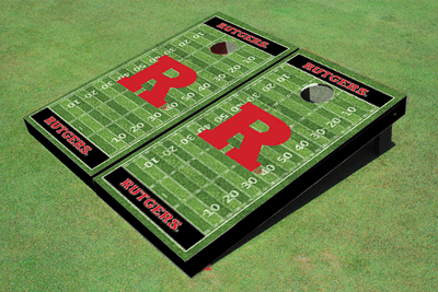 Rutgers University Black Matching Football Field Custom Cornhole Boards