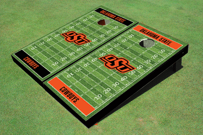 Oklahoma State University Alternating Football Field Custom Cornhole Boards