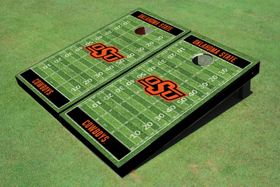Oklahoma State University Black Matching Football Field Custom Cornhole Boards