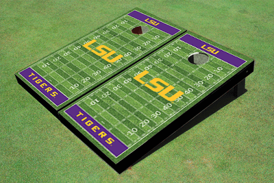 Louisiana State University Purple Matching Football Field Custom Cornhole Boards