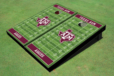 Texas A&M "State Outline" Maroon Matching Football Field Custom Cornhole Boards