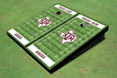 Texas A&M "State Outline" White Matching Football Field Custom Cornhole Boards