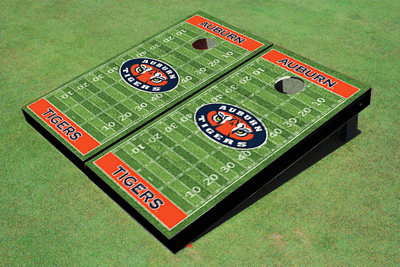 Auburn University "Tiger Eyes" Orange Matching Football Field Custom Cornhole Boards