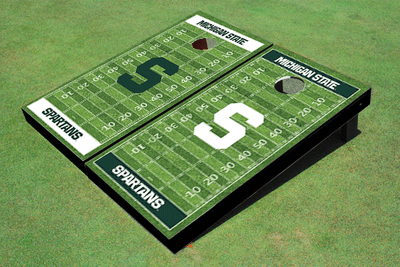 Michigan State University "S" Alternating Football Field Custom Cornhole Boards