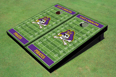 East Carolina University Purple Matching Football Field Custom Cornhole Board