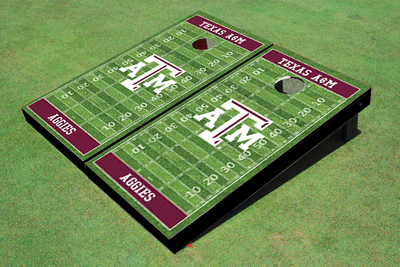 Texas A&M Maroon Matching Football Field Custom Cornhole Board Texas A&M Maroon Matching Football Field Custom Cornhole Board