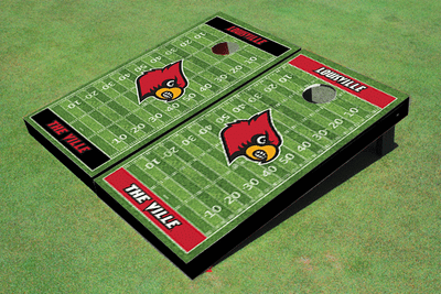 University of Louisville Alternating Football Field Custom Cornhole Board University of Louisville Alternating Football Field Custom Cornhole Board