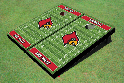 University of Louisville Red Matching Football Field Custom Cornhole Board University of Louisville Red Matching Football Field Custom Cornhole Board