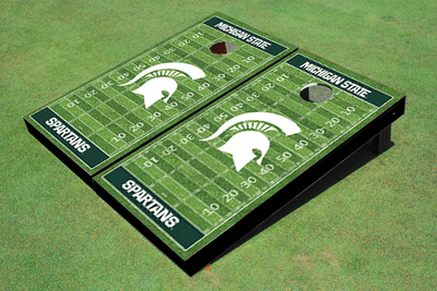 Michigan State University Hunter Matching Football Field Custom Cornhole Boards