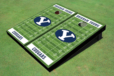 Brigham Young University BYU White Matching Football Field Custom Cornhole Boards