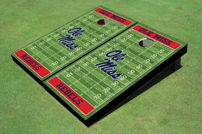 University Of Mississippi Red Matching Football Field Custom Cornhole Boards University Of Mississippi Red Matching Football Field Custom Cornhole Boards
