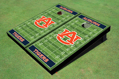 Auburn University Navy Matching Football Field Custom Cornhole Boards Auburn University Navy Matching Football Field Custom Cornhole Boards