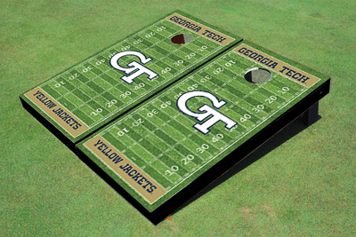Georgia Tech Gold Matching Football Field Custom Cornhole Boards