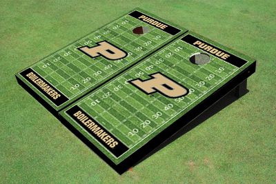 Purdue University Black Matching Football Field Custom Cornhole Board