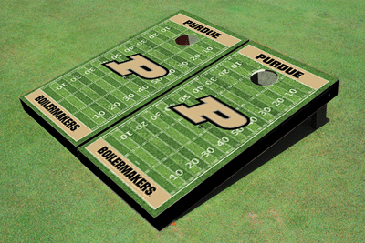 Purdue University Gold Matching Football Field Custom Cornhole Board