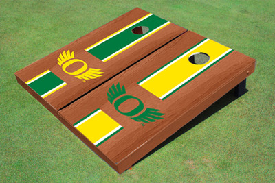 University of Oregon "Wings" Rosewood Alternating Long Stripe Cornhole Boards