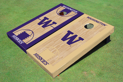 University Of Washington "W" Alternating Basketball Court Custom Cornhole Board