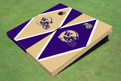 University Of Washington Helmet Alternating Diamond Cornhole Boards