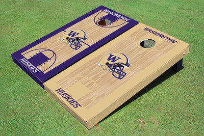University Of Washington Helmet Alternating Basketball Court Custom Cornhole Board