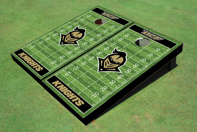 University Of Central Florida "Knightro" Black Matching Football Field Custom Cornhole Boards
