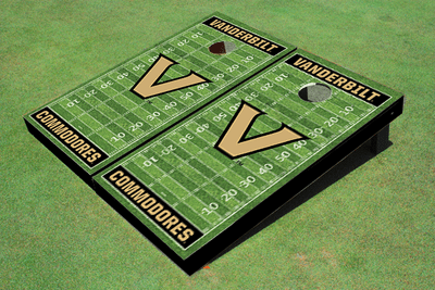 Vanderbilt University Black Matching Football Field Custom Cornhole Boards