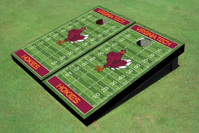 Virginia Tech "HokieBird" Maroon Matching Football Field Custom Cornhole Boards