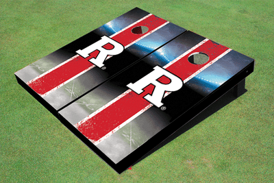 Rutgers University Field Long Stripe Matching Red Themed Cornhole Boards