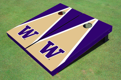 University Of Washington "W" Gold and Purple Matching Triangle Cornhole Boards