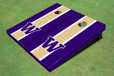 University Of Washington "W" Gold and Purple Matching Long Stripe Cornhole Boards University Of Washington "W" Gold and Purple Matching Long Stripe Cornhole Boards
