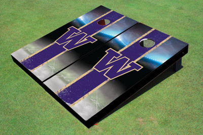 University Of Washington "W" Field Long Stripe Matching Purple Themed Cornhole Boards