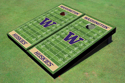 University Of Washington "W" Gold Matching Football Field Court Custom Cornhole Board