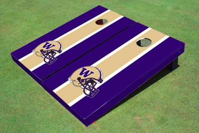 University Of Washington Helmet Gold and Purple Matching Long Stripe Cornhole Boards University Of Washington Helmet Gold and Purple Matching Long Stripe Cornhole Boards