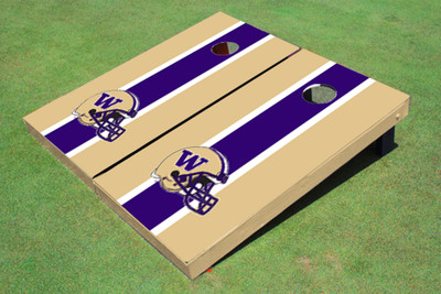 University Of Washington Helmet  Purple and Gold Matching Long Stripe Cornhole Boards University Of Washington Helmet  Purple and Gold Matching Long Stripe Cornhole Boards