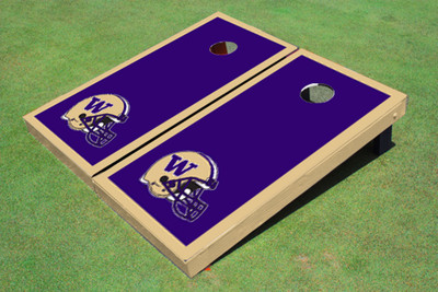 University Of Washington Helmet Gold Matching Border Cornhole Boards