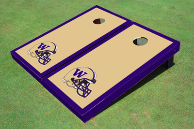 University Of Washington Helmet Purple Matching Border Cornhole Boards University Of Washington Helmet Purple Matching Border Cornhole Boards