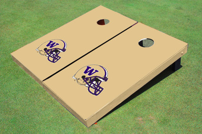 University Of Washington Helmet Gold Matching Solid Cornhole Boards