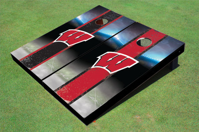University of Wisconsin Field Long Stripe Alternating Themed Cornhole Boards