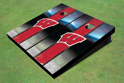 University of Wisconsin Field Long Stripe Matching Red Themed Cornhole Boards University of Wisconsin Field Long Stripe Matching Red Themed Cornhole Boards