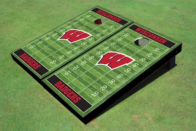 University of Wisconsin Black Matching Football Field Custom Cornhole Boards