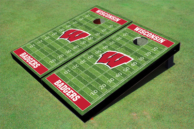 University of Wisconsin Red Matching Football Field Custom Cornhole Boards University of Wisconsin Red Matching Football Field Custom Cornhole Boards