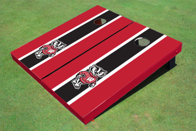 University of Wisconsin "Bucky" Black and Red Matching Long Stripe Cornhole Boards