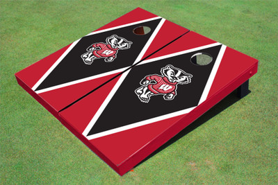 University of Wisconsin "Bucky" Black and Red Matching Diamond Cornhole Boards