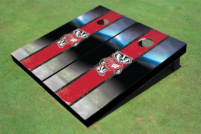University of Wisconsin "Bucky" Field Long Stripe Matching Red Themed Cornhole Boards