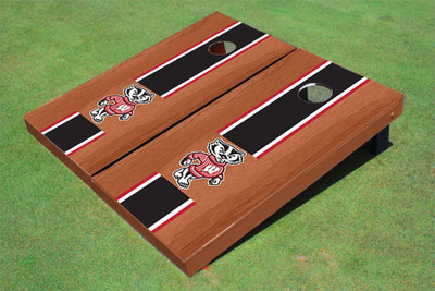 University of Wisconsin "Bucky" Black Rosewood Matching Long Stripe Cornhole Boards University of Wisconsin "Bucky" Black Rosewood Matching Long Stripe Cornhole Boards