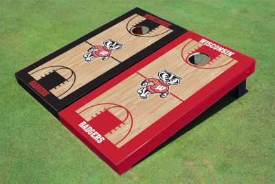 University of Wisconsin "Bucky" Alternating Basketball Court Custom Cornhole Board University of Wisconsin "Bucky" Alternating Basketball Court Custom Cornhole Board