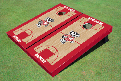 University of Wisconsin "Bucky" Red Matching Basketball Court Custom Cornhole Board