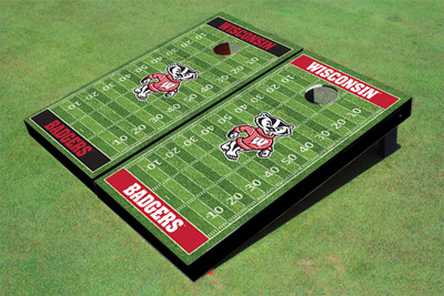 University of Wisconsin "Bucky" Alternating Football Field Custom Cornhole Boards University of Wisconsin "Bucky" Alternating Football Field Custom Cornhole Boards