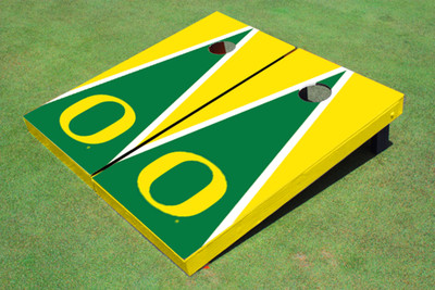 University of Oregon Hunter and Yellow Matching Triangle Cornhole Boards University of Oregon Hunter and Yellow Matching Triangle Cornhole Boards
