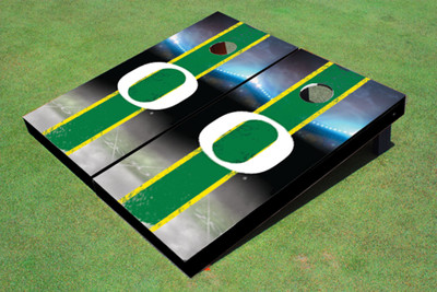 University of Oregon Field Long Stripe Matching Hunter Themed Cornhole Boards