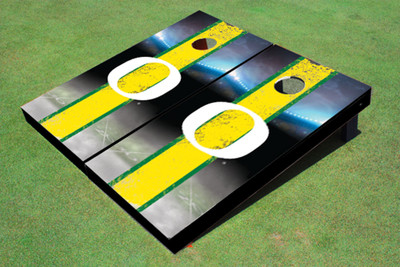 University of Oregon  Field Long Stripe Matching Yellow Themed Cornhole Boards